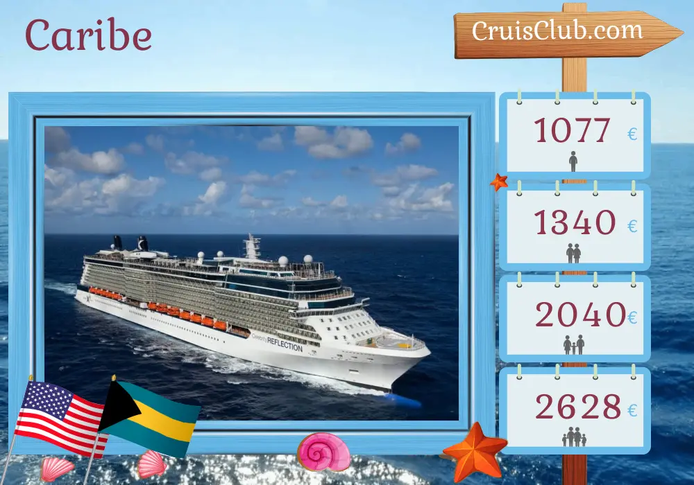 Cruzeiro no Caribe a partir de Fort Lauderdale a bordo do navio Celebrity Reflection com visitas aos EUA e Bahamas por 4 dias