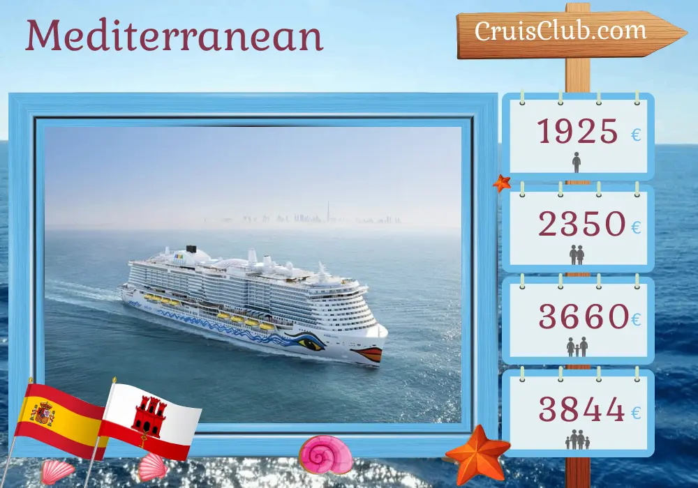 Cruise in the Mediterranean from Palma aboard AIDAcosma ship with visits to Spain and Gibraltar for 8 days
