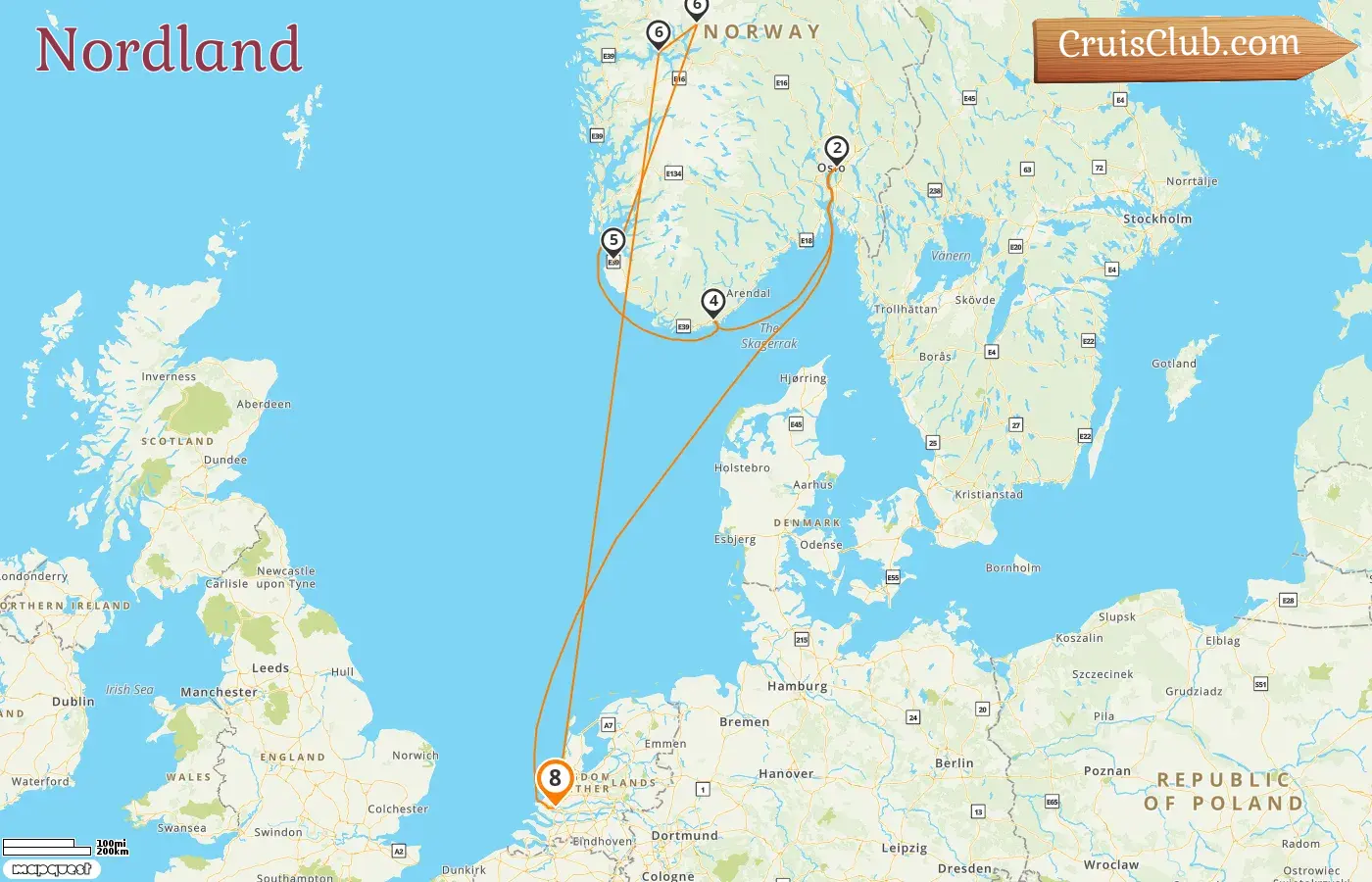 Kreuzfahrt in die Nordländer ab Rotterdam an Bord des Schiffes Rotterdam mit Besuchen in Norwegen für 8 Tage