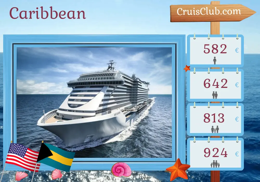 Cruise in the Caribbean from Port Canaveral / Orlando aboard MSC Seashore ship with visits to USA and Bahamas for 5 days