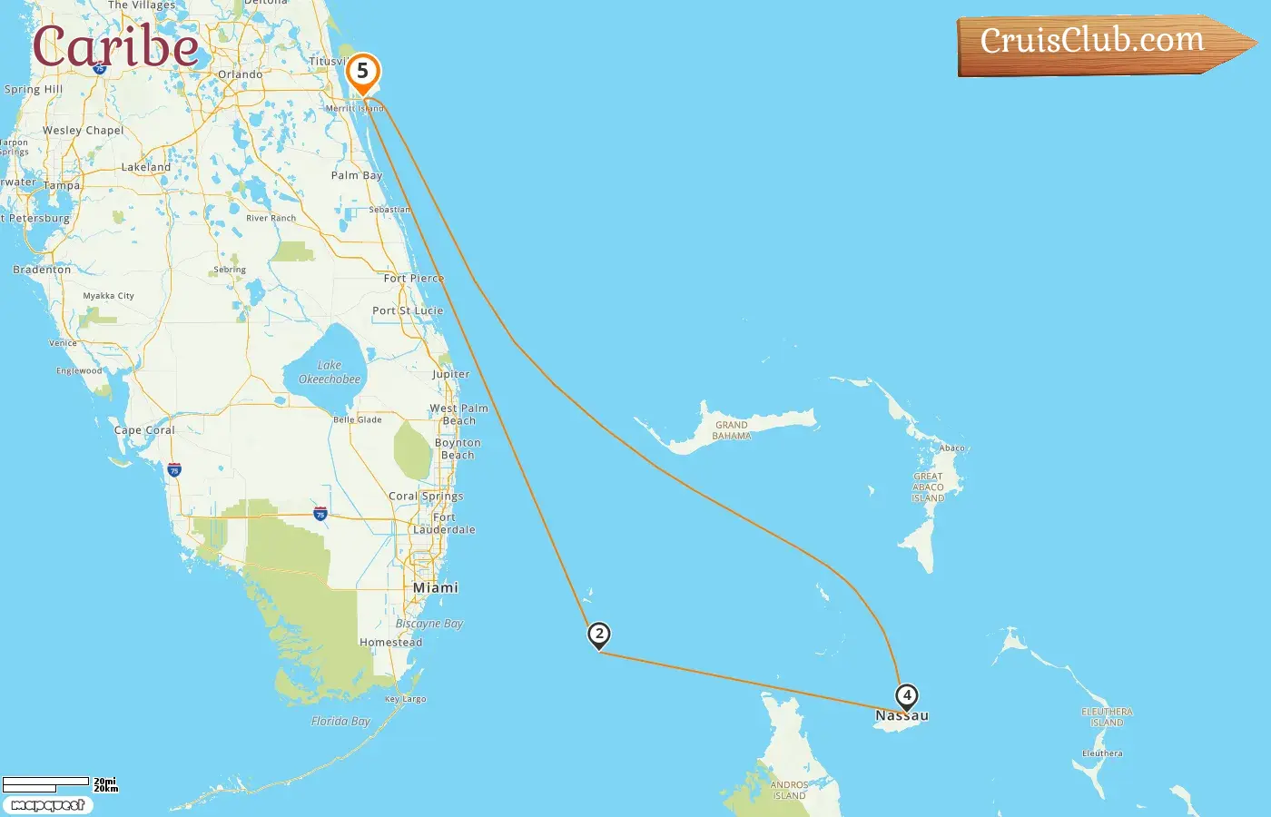 Crucero en el Caribe desde Port Canaveral / Orlando a bordo del barco MSC Seashore con visitas a EE. UU. y Bahamas por 5 días