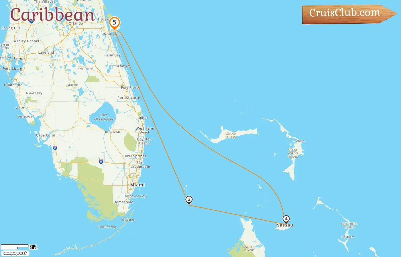 Cruise in the Caribbean from Port Canaveral / Orlando aboard MSC Seashore ship with visits to USA and Bahamas for 5 days