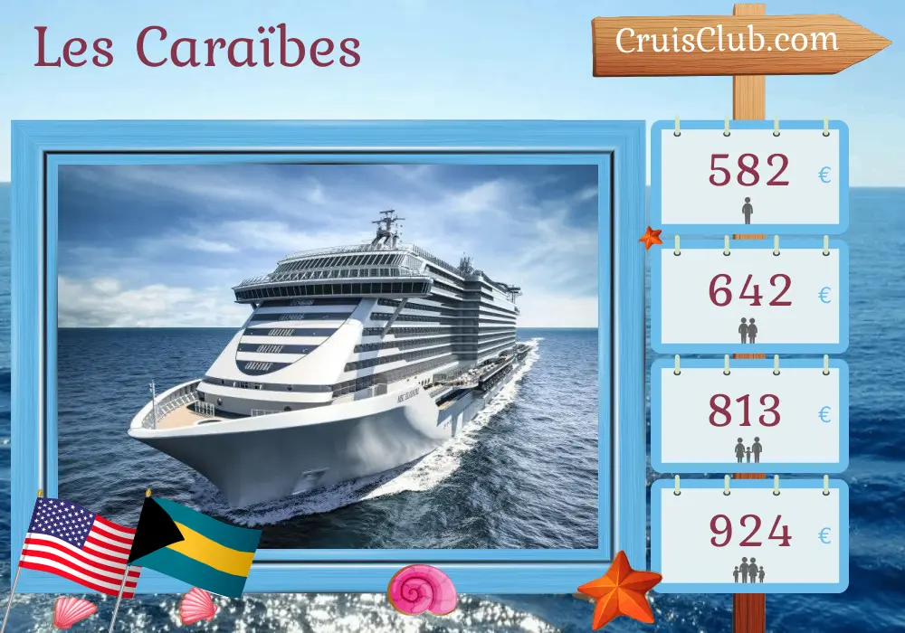 Croisière dans les Caraïbes au départ de Port Canaveral / Orlando à bord du navire MSC Seashore avec des escales aux États-Unis et aux Bahamas pendant 5 jours