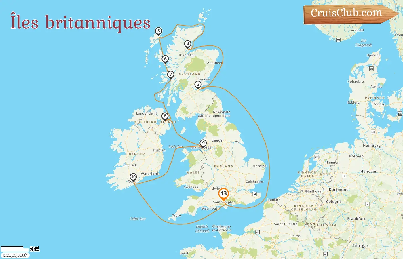 Croisière dans les îles britanniques depuis Southampton à bord du navire Queen Anne avec des visites en Irlande pendant 13 jours
