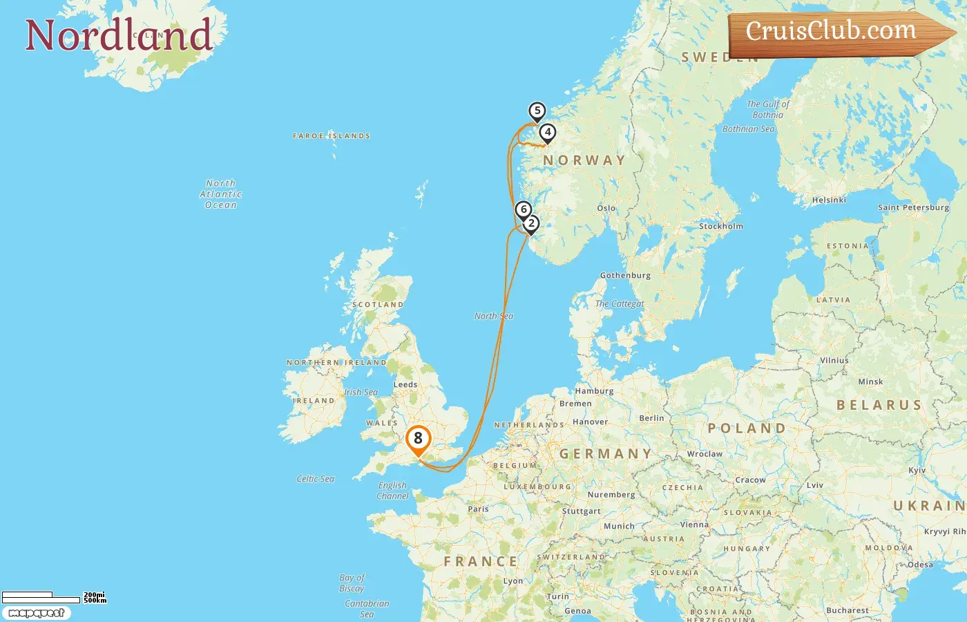 Kreuzfahrt im Norden von Southampton an Bord des Schiffes Queen Anne mit Besuchen in Norwegen für 8 Tage