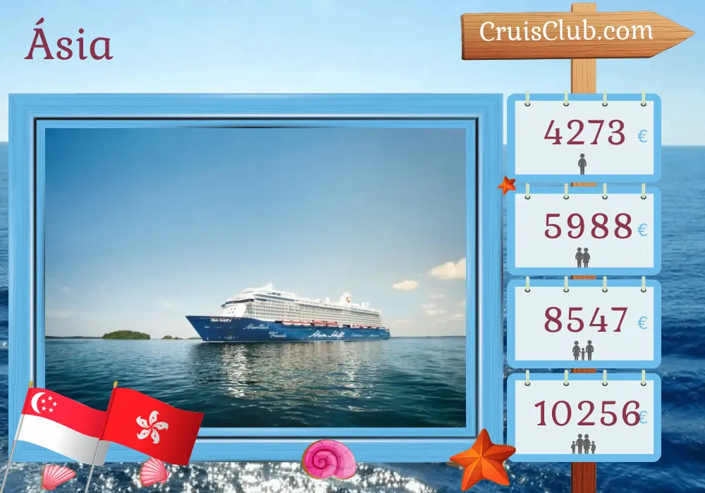 Cruzeiro na Ásia a partir de Singapura a bordo do navio Mein Schiff 6 com visitas a Singapura, Vietnã e Hong Kong por 15 dias