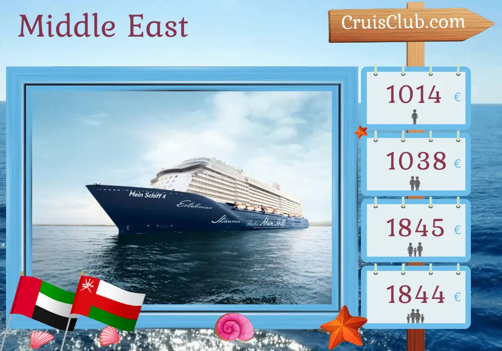 Cruise in the Middle East from Dubai aboard Mein Schiff 4 ship with visits to United Arab Emirates and Oman for 8 days