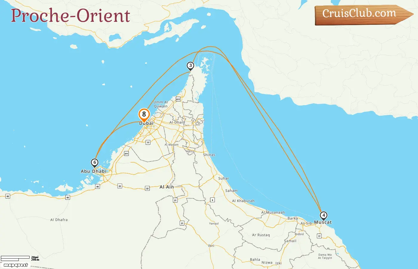 Croisière au Moyen-Orient au départ de Dubaï à bord du navire Mein Schiff 4 avec des visites aux Émirats arabes unis et à Oman pendant 8 jours