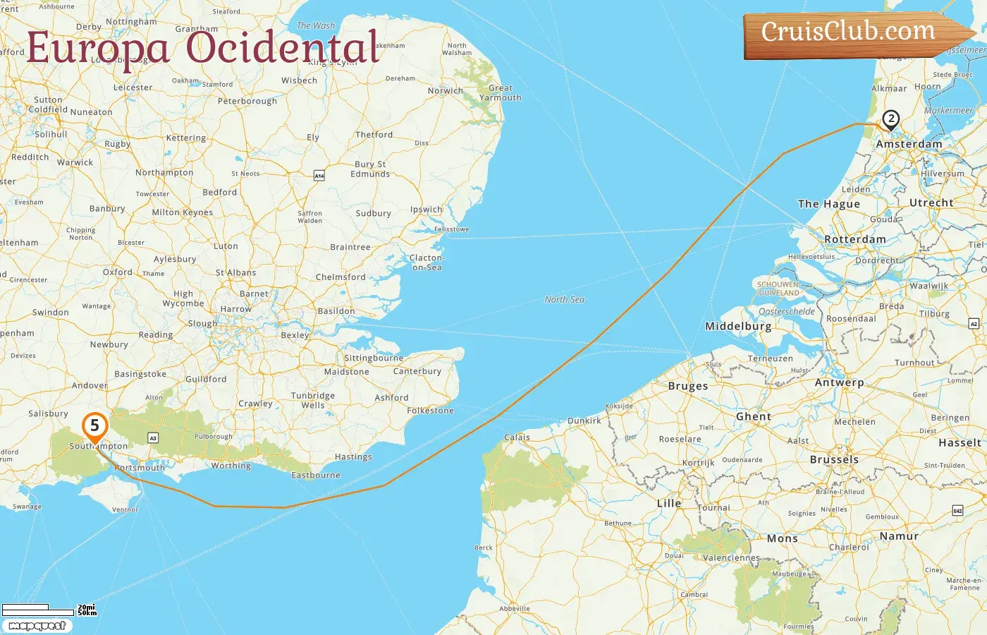 Cruzeiro no Oeste da Europa a partir de Southampton a bordo do navio Queen Victoria com visitas aos Países Baixos por 5 dias