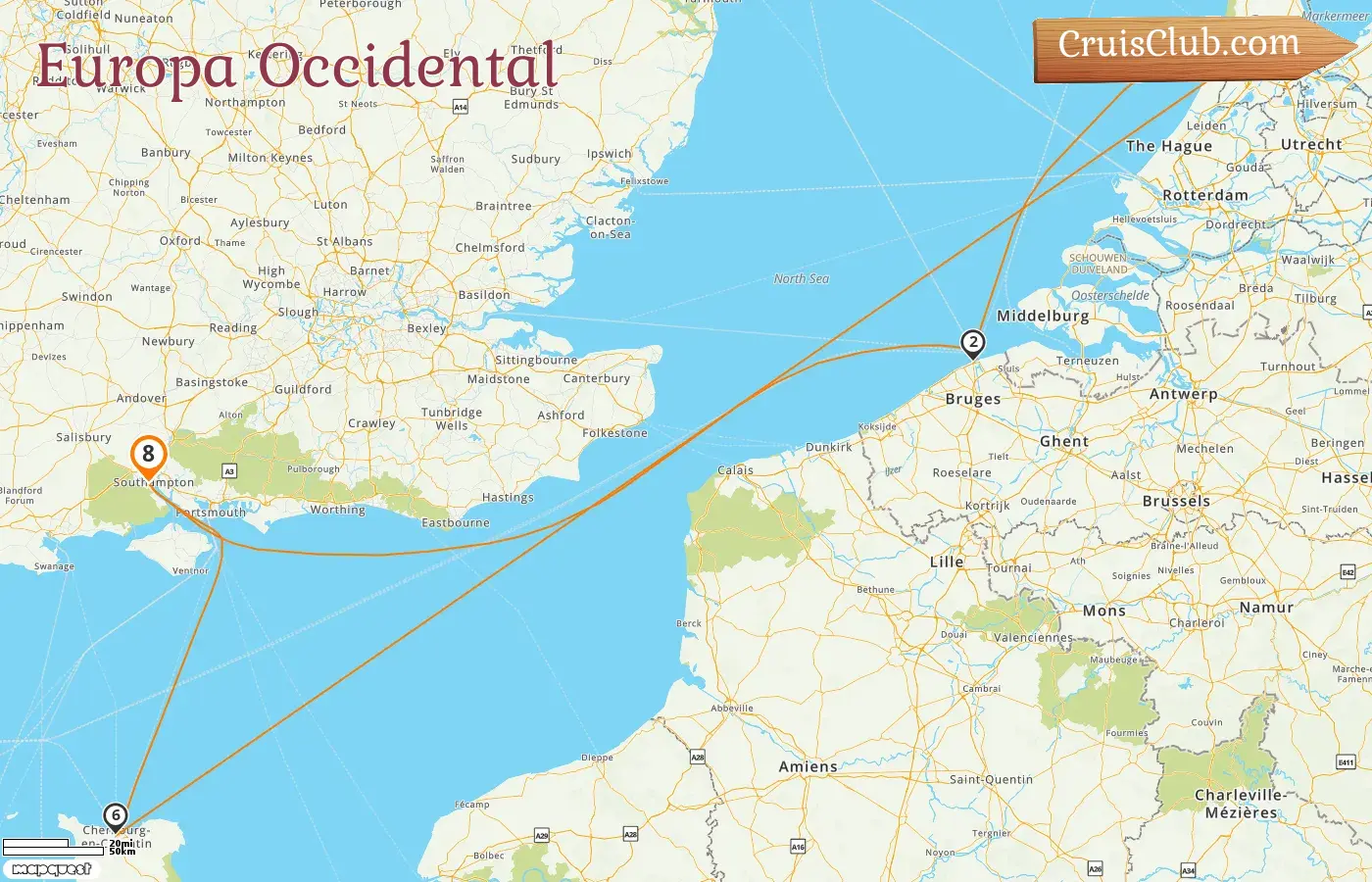 Crucero por Europa Occidental desde Southampton a bordo del barco Queen Victoria con visitas a Bélgica, Países Bajos y Francia durante 8 días