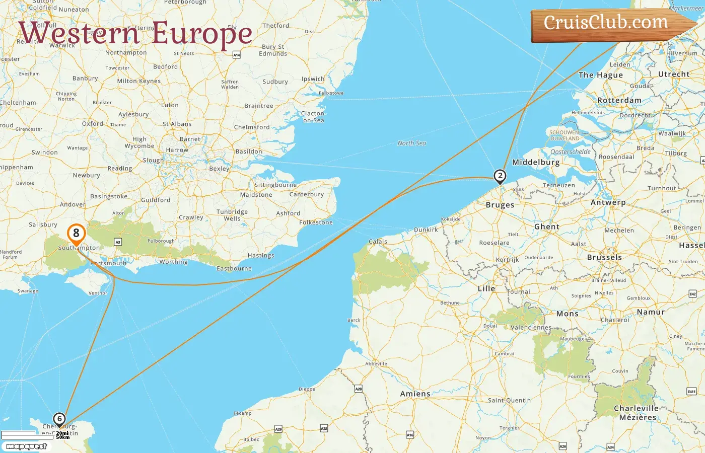 Cruise in the Western Europe from Southampton aboard Queen Victoria ship with visits to Belgium, Netherlands, and France for 8 days