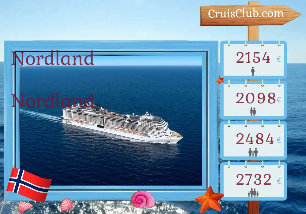 Cruzeiro no Norte a partir de Southampton a bordo do navio MSC Virtuosa com visitas à Noruega por 8 dias