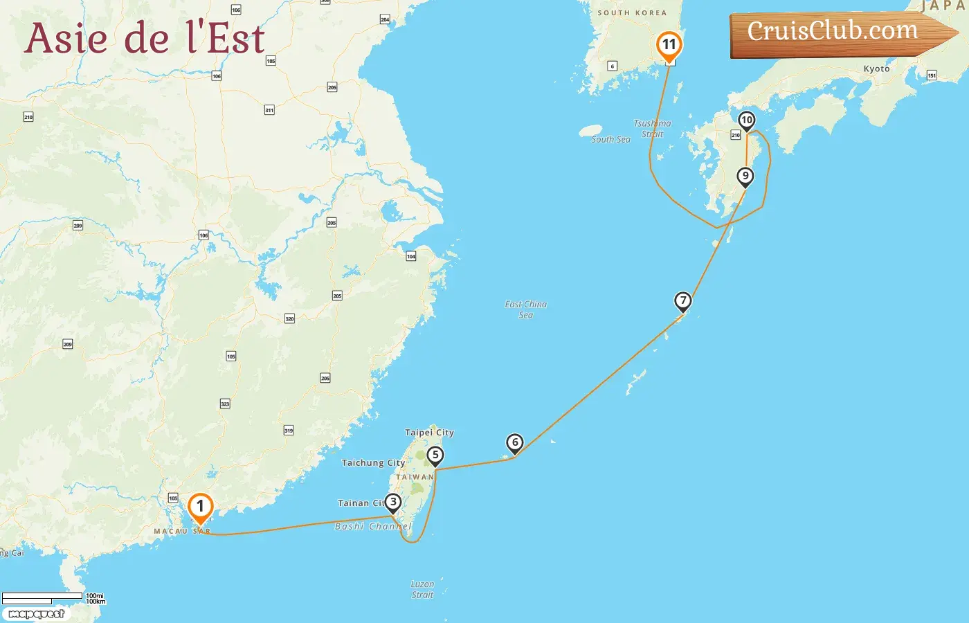 Croisière en Asie de l`Est de Hong Kong à Busan à bord du navire Seabourn Sojourn avec des visites à Hong Kong, Taiwan, Japon et Corée du Sud pendant 11 jours