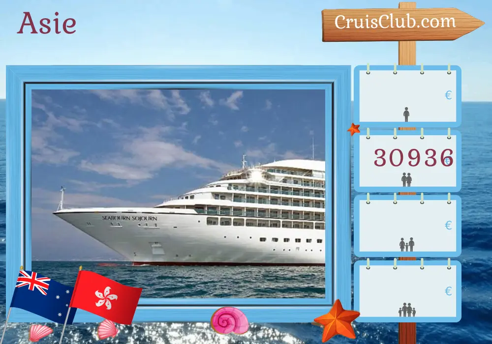 Croisière en Asie de Perth à Hong Kong à bord du navire Seabourn Sojourn avec escales en Australie, en Indonésie, aux Philippines et à Hong Kong pendant 24 jours