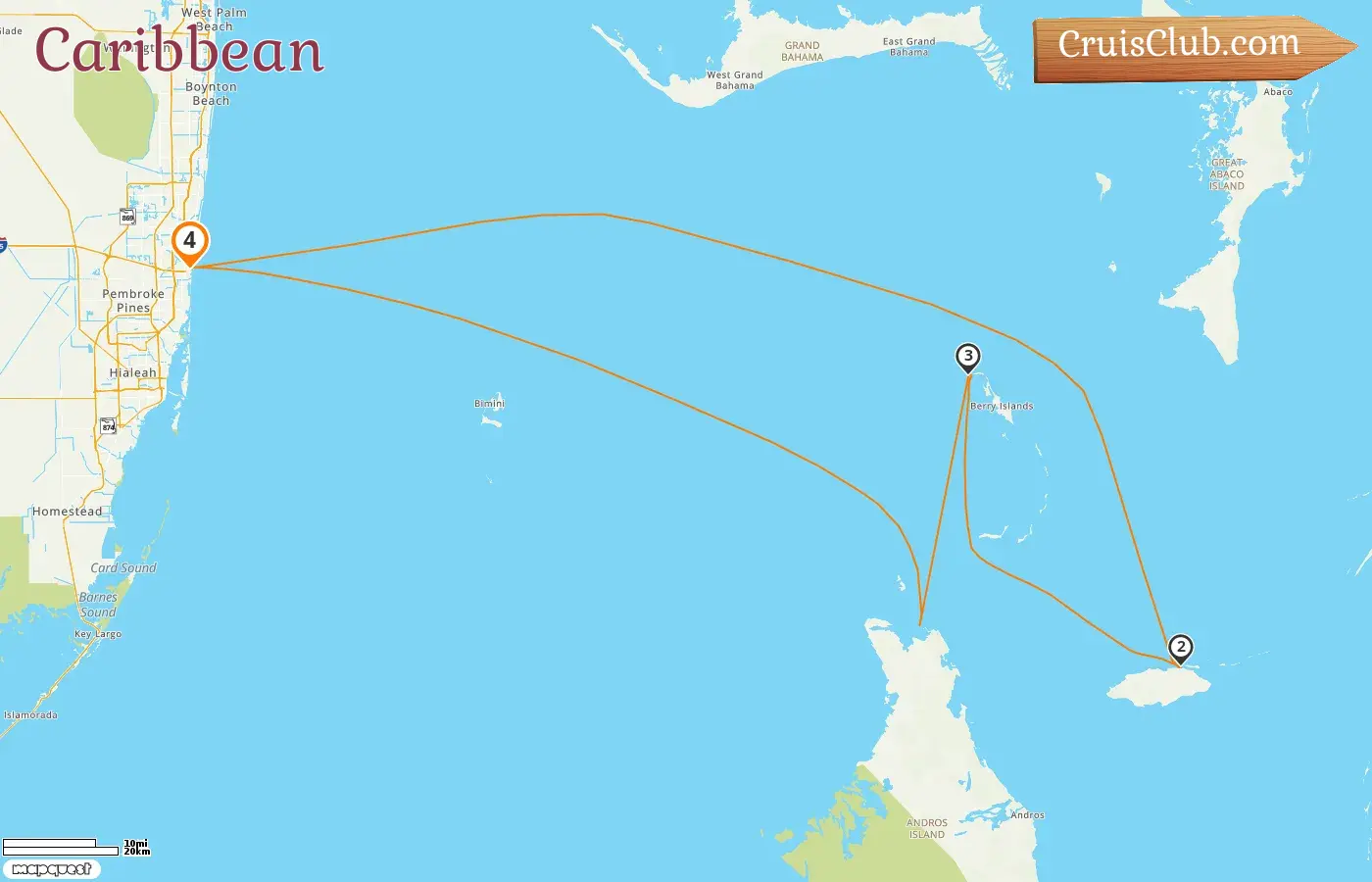 Cruise in the Caribbean from Fort Lauderdale aboard Jewel of the Seas ship with visits to USA and Bahamas for 4 days