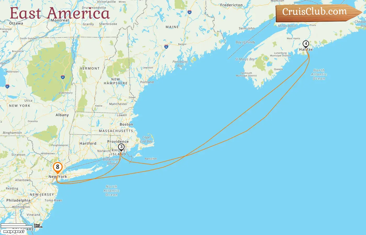 Cruise in the East America from New York aboard Queen Mary 2 ship with visits to USA and Canada for 8 days