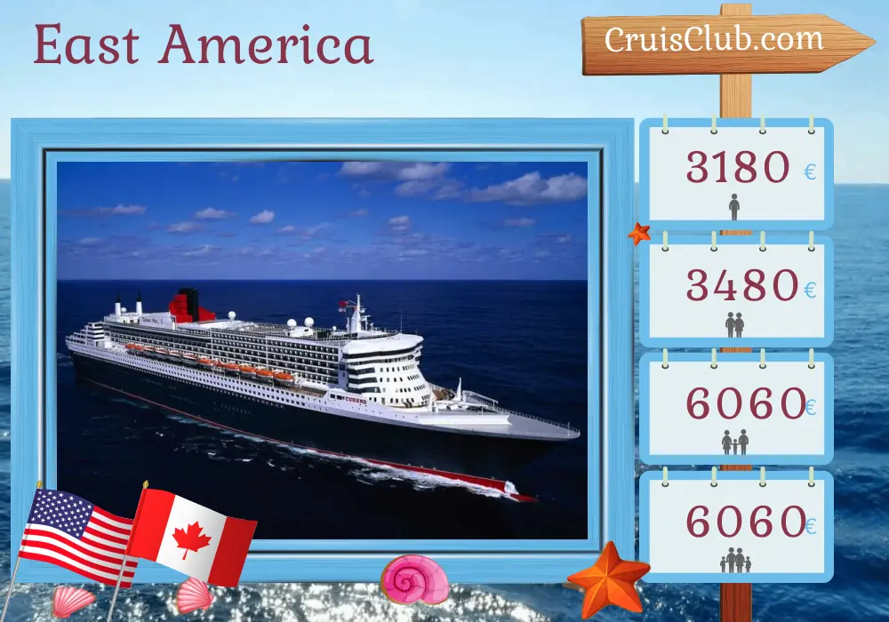 Kreuzfahrt in Ostamerika ab New York an Bord des Schiffes Queen Mary 2 mit Besuchen in den USA und Kanada für 8 Tage