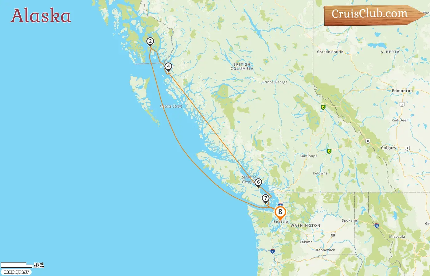 Croisière en Alaska depuis Seattle à bord du navire Noordam avec des visites aux États-Unis et au Canada pendant 8 jours