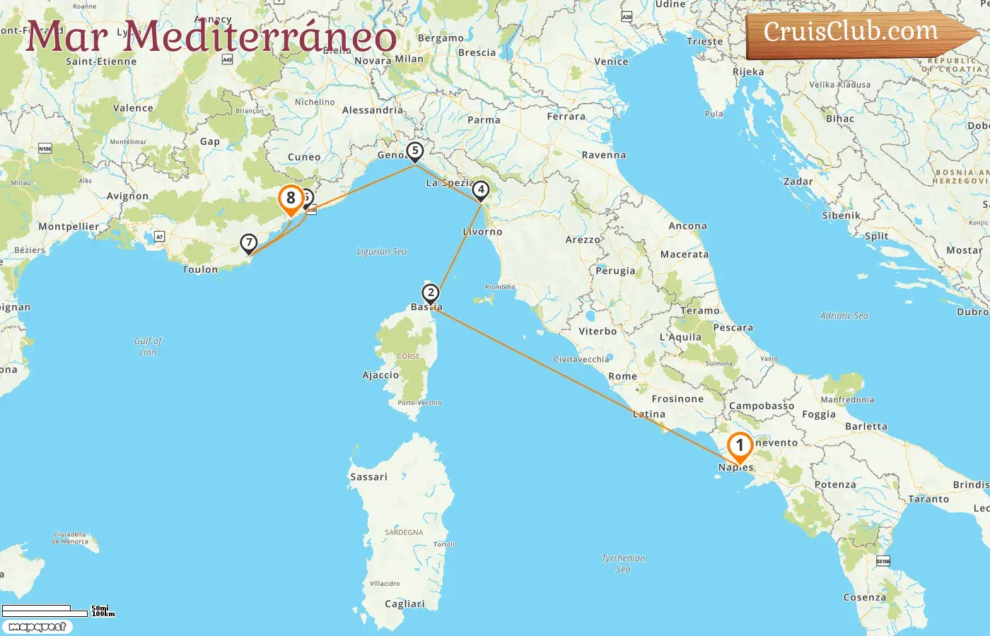 Crucero en el Mediterráneo de Nápoles a Niza a bordo del barco Sea Cloud Spirit con visitas a Italia, Francia y Mónaco durante 8 días