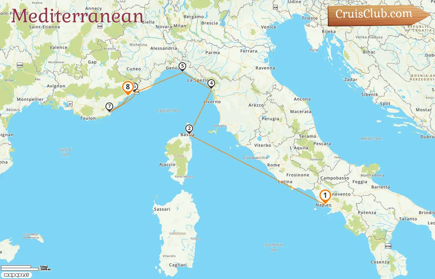 Cruise in the Mediterranean from Naples to Nice aboard Sea Cloud Spirit ship with visits to Italy, France, and Monaco for 8 days