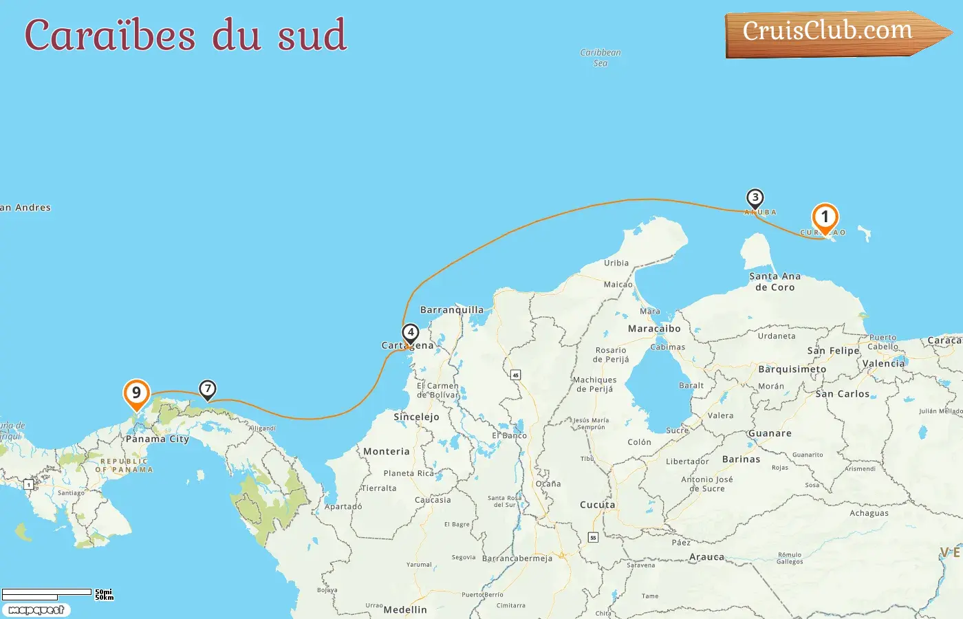 Croisière dans les Caraïbes du Sud de Willemstad à Cologne à bord du Sea Cloud Spirit avec des visites à Curaçao, Aruba, en Colombie et au Panama pendant 9 jours