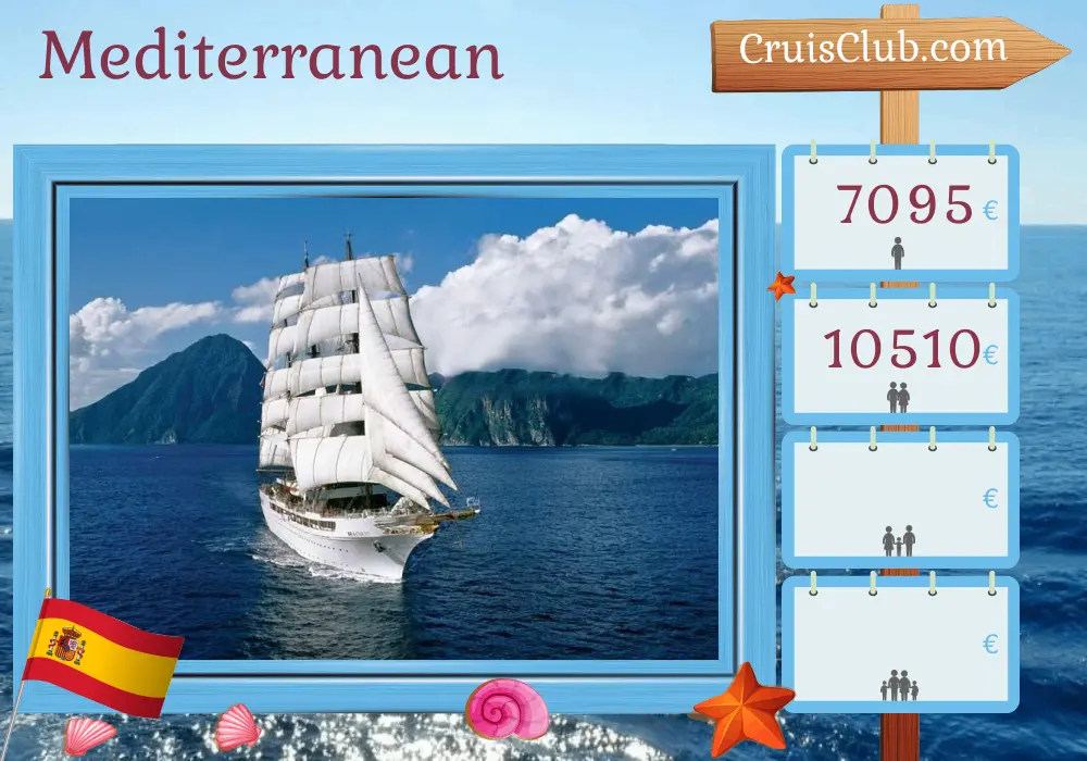 Cruise in the Mediterranean from Barcelona to Malaga aboard Sea Cloud II ship with visits to Spain for 9 days