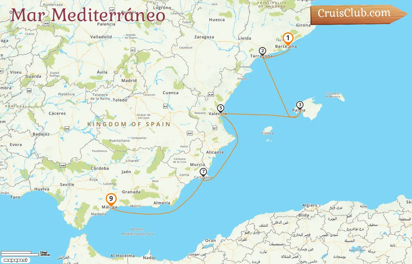 Crucero por el Mediterráneo de Barcelona a Málaga a bordo del barco Sea Cloud II con visitas a España durante 9 días