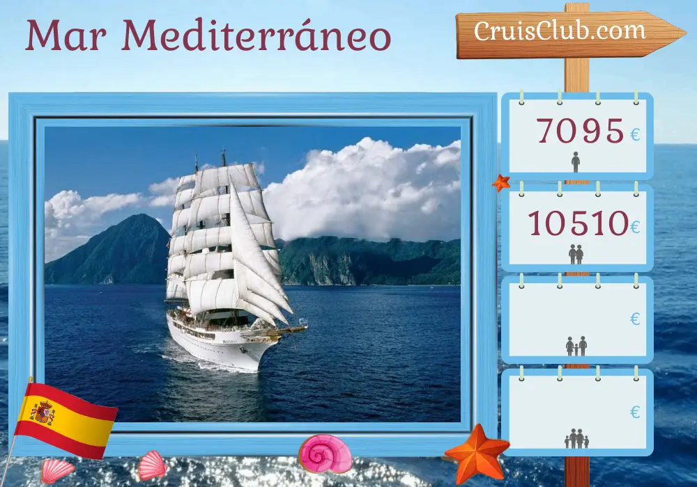 Crucero por el Mediterráneo de Barcelona a Málaga a bordo del barco Sea Cloud II con visitas a España durante 9 días