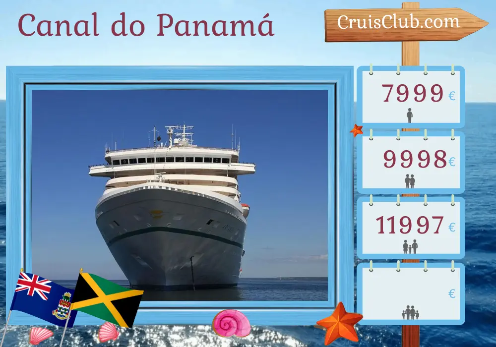 Cruzeiro no Canal do Panamá de Callao a São Domingos a bordo do navio Artânia com visitas ao Peru, Equador, Panamá, Costa Rica, Honduras, Guatemala, Ilhas Cayman e Jamaica por 21 dias