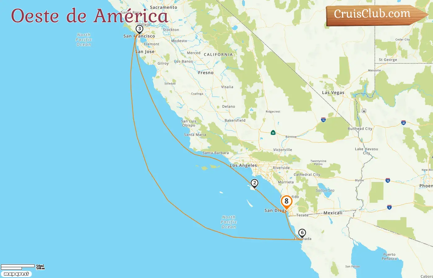 Crucero por el Oeste de América desde San Diego a bordo del barco Nieuw Amsterdam con visitas a Estados Unidos y México por 8 días