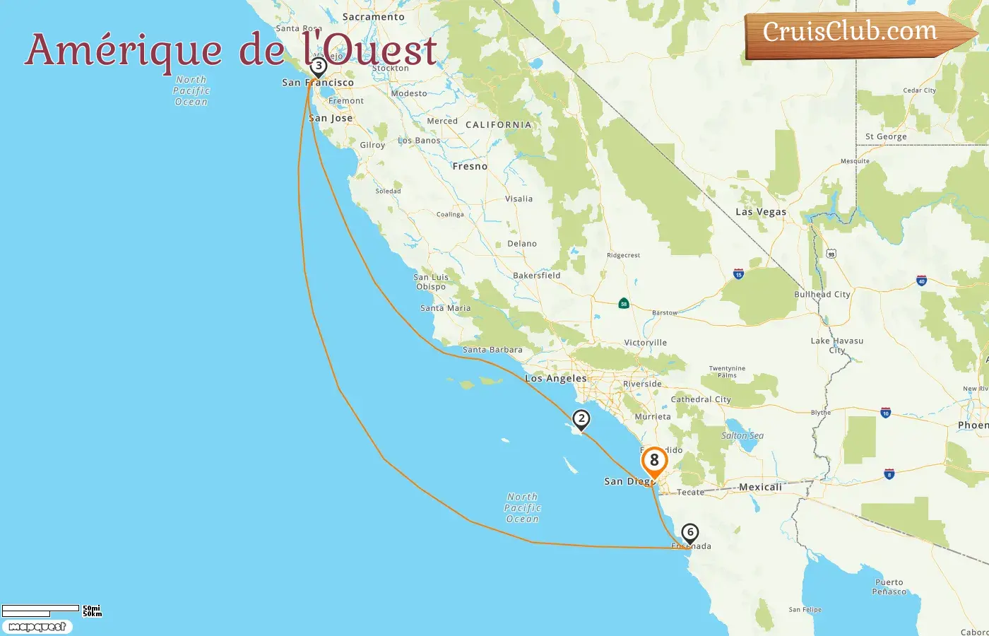Croisière dans l`ouest de l`Amérique au départ de San Diego à bord du navire Nieuw Amsterdam avec des visites aux États-Unis et au Mexique pendant 8 jours