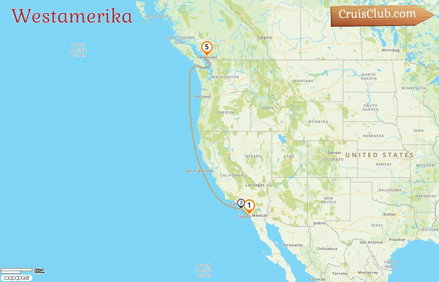 Kreuzfahrt im Westen Amerikas von San Diego nach Vancouver an Bord des Schiff Eurodam mit Besuchen in den USA und Kanada für 5 Tage