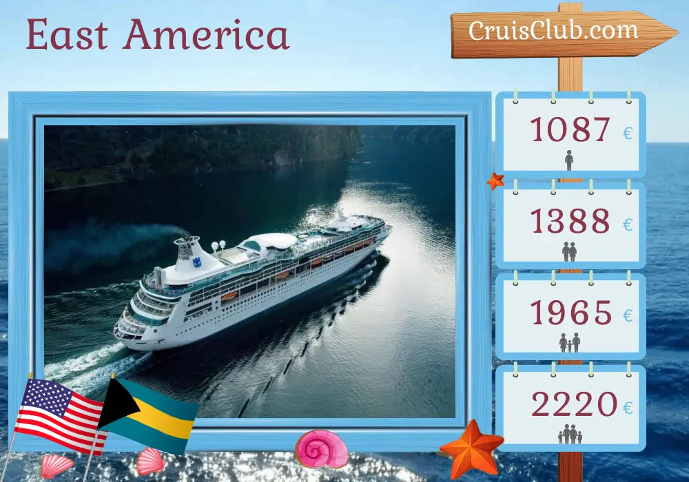 Cruise in the East America from Baltimore aboard Vision of the Seas ship with visits to USA and Bahamas for 9 days