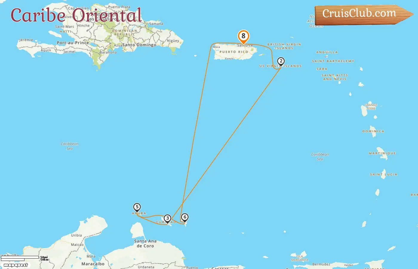Cruzeiro no Caribe Oriental saindo de Saint John a bordo do navio Brilliance of the Seas com visitas a Porto Rico, Curaçao e Aruba por 8 dias