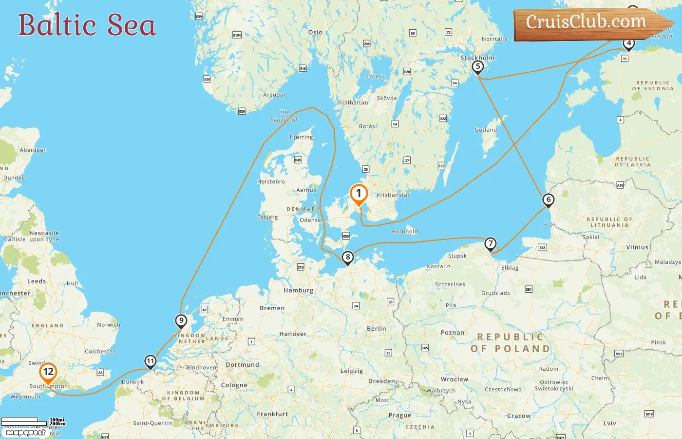 Cruise in the Baltic Sea from Copenhagen to Southampton aboard Norwegian Prima ship with visits to Denmark, Finland, Estonia, Sweden, Lithuania, Poland, Germany, Netherlands, and Belgium for 12 days