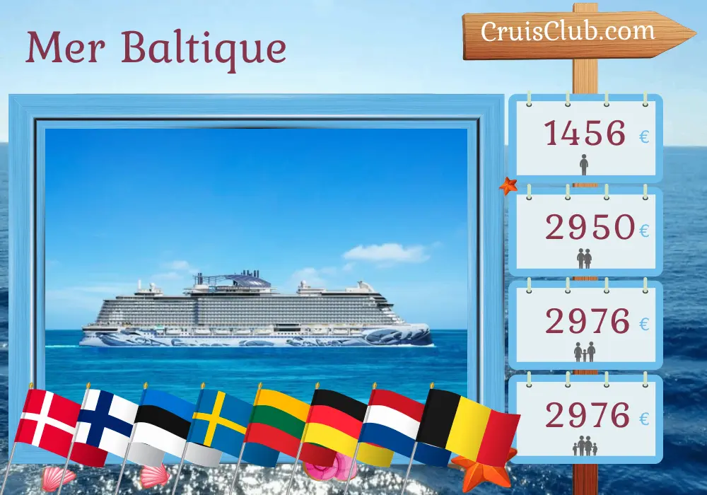 Croisière en mer Baltique de Copenhague à Southampton à bord du navire Norwegian Prima avec escales au Danemark, en Finlande, en Estonie, en Suède, en Lituanie, en Pologne, en Allemagne, aux Pays-Bas et en Belgique pendant 12 jours