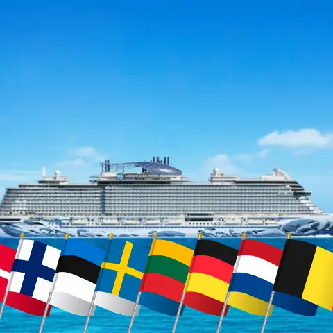 Cruise in the Baltic Sea from Copenhagen to Southampton aboard Norwegian Prima ship with visits to Denmark, Finland, Estonia, Sweden, Lithuania, Poland, Germany, Netherlands, and Belgium for 12 days