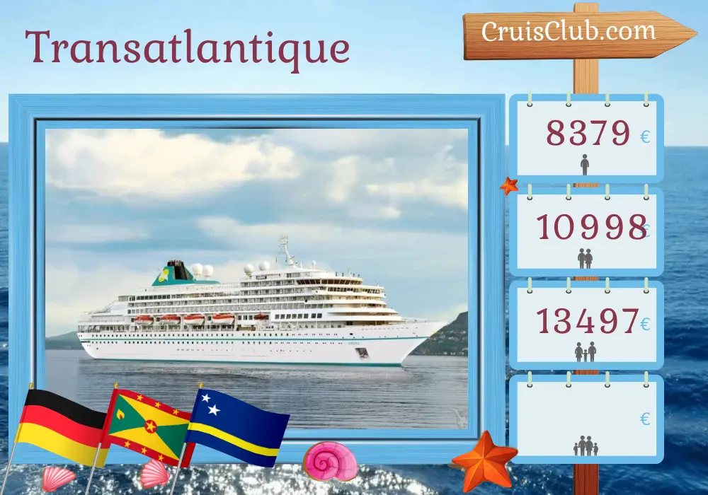 Croisière transatlantique de Bremerhaven à Fuerte Amador à bord du navire Amera avec des visites en Allemagne, à Saint-Vincent-et-les-Grenadines, à la Grenade, à Curaçao, en Colombie et au Panama pendant 28 jours