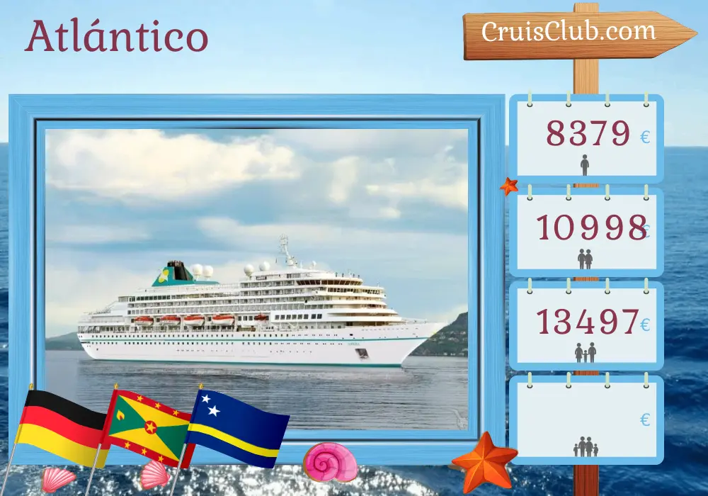Crucero por el Transatlántico de Bremerhaven a Fuerte Amador a bordo del barco Amera con visitas a Alemania, San Vicente y las Granadinas, Granada, Curazao, Colombia y Panamá por 28 días