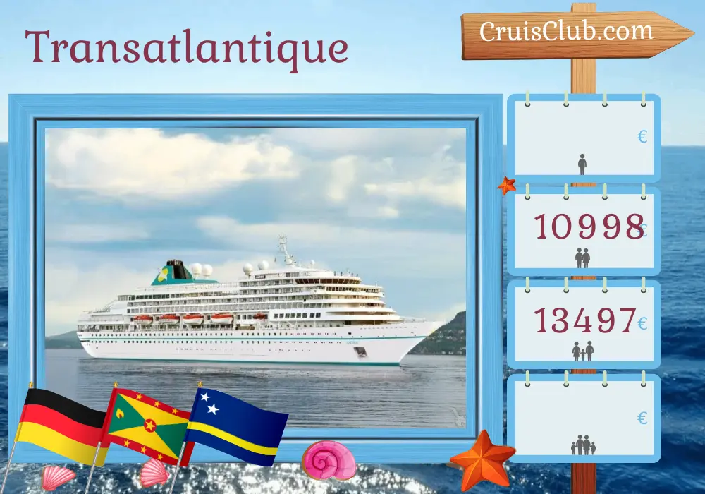 Croisière transatlantique de Bremerhaven à Fuerte Amador à bord du navire Amera avec des visites en Allemagne, à Saint-Vincent-et-les-Grenadines, à la Grenade, à Curaçao, en Colombie et au Panama pendant 28 jours