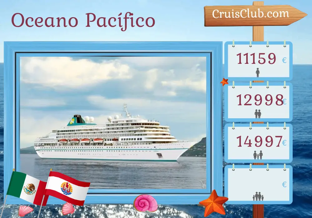 Cruzeiro no Pacífico Sul de Fuerte Amador a Papeete a bordo do navio Amera com visitas ao Panamá, Costa Rica, Guatemala, México e Polinésia Francesa por 25 dias
