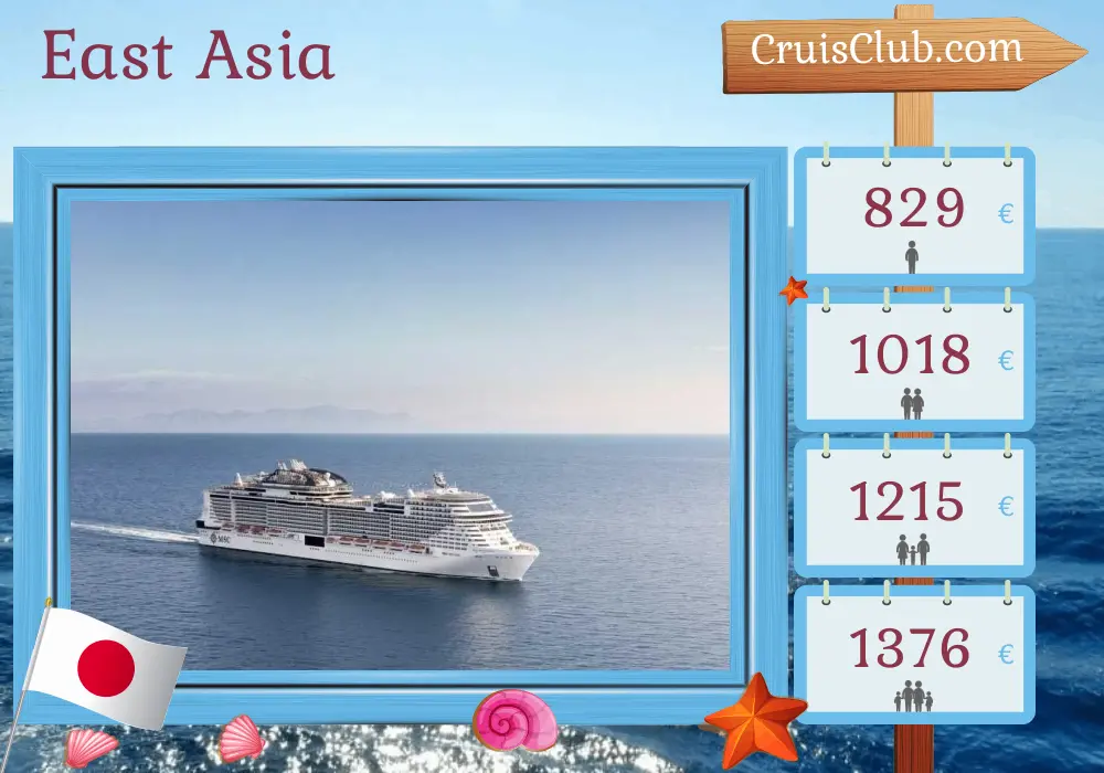 Cruise in the East Asia from Naha aboard MSC Bellissima ship with visits to Japan and Taiwan for 5 days