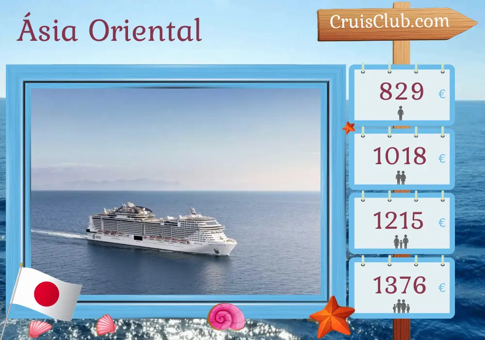 Cruzeiro no Leste da Ásia a partir de Naha a bordo do navio MSC Bellissima com visitas ao Japão e Taiwan por 5 dias