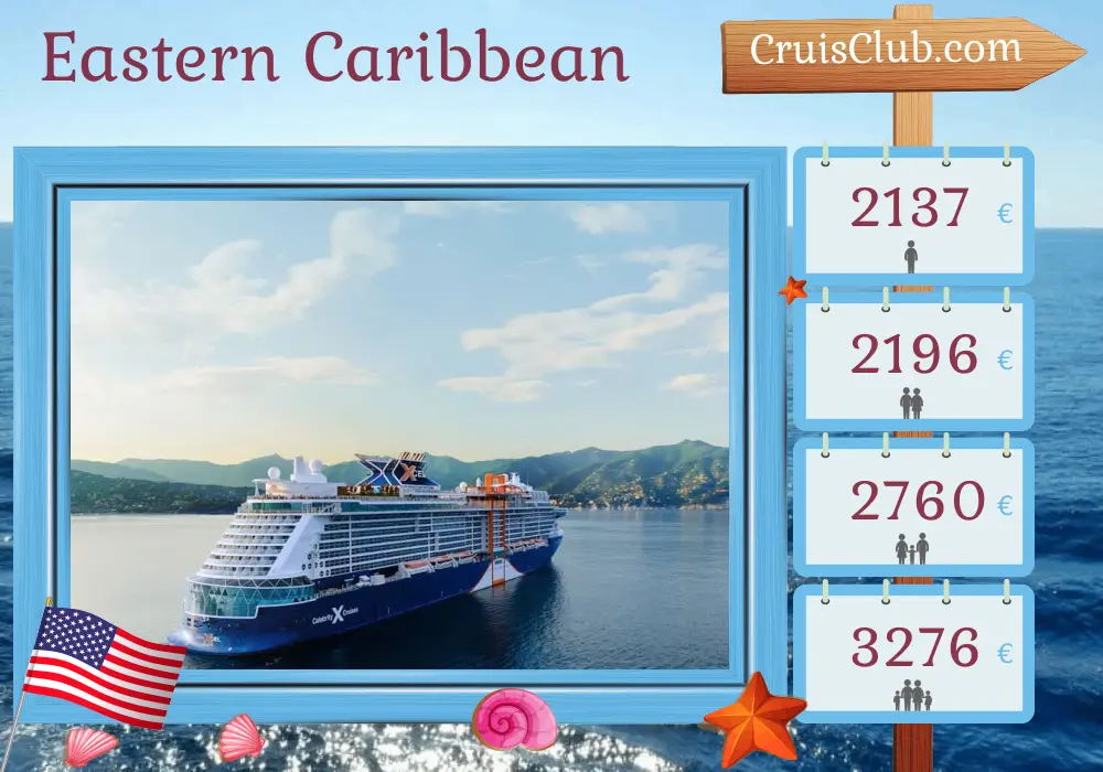 Cruise in the Eastern Caribbean from Fort Lauderdale aboard Celebrity Xcel ship with visits to USA and Dominican Republic for 9 days