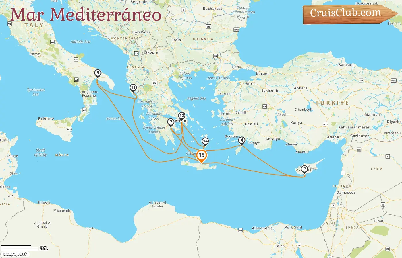 Crucero por el Mediterráneo desde Heraklion a bordo del barco Mein Schiff 5 con visitas a Grecia, Chipre e Italia durante 15 días