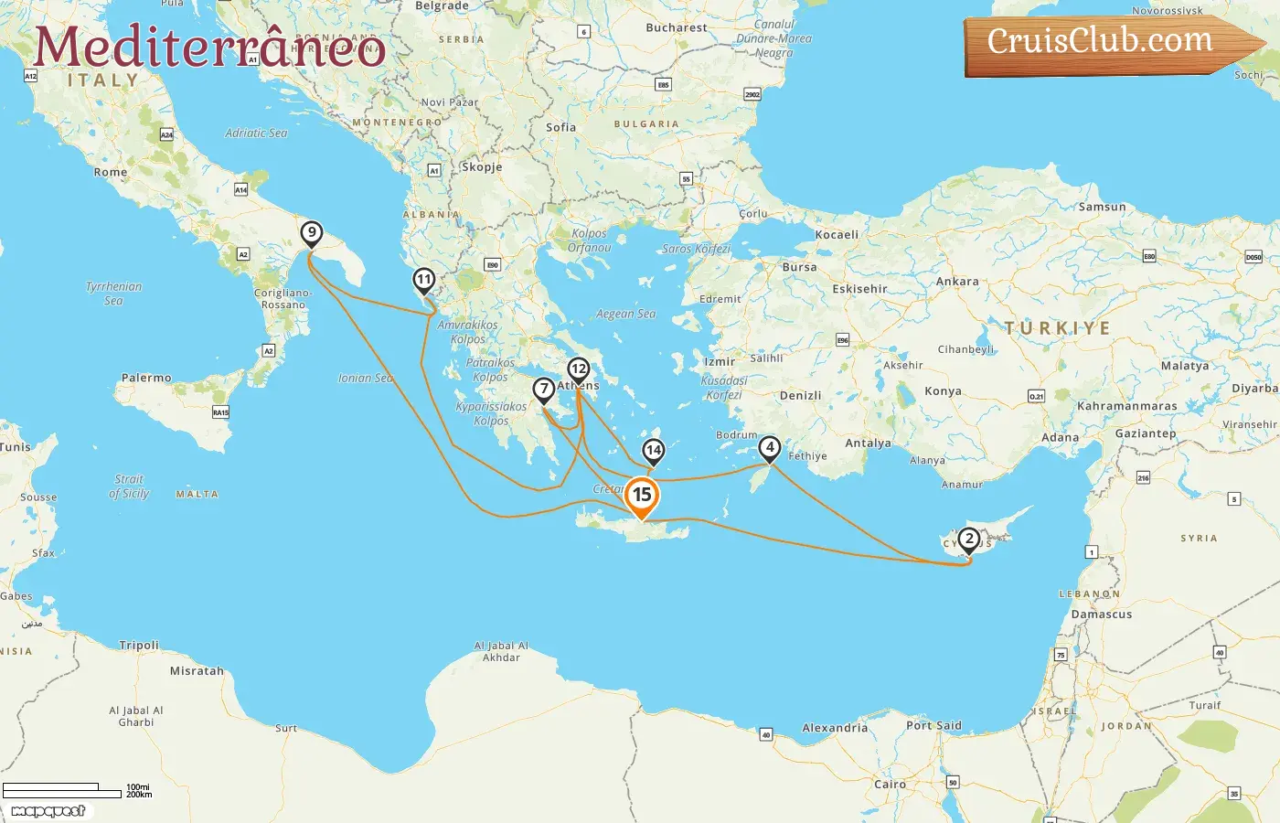 Cruzeiro no Mediterrâneo a partir de Heraklion a bordo do navio Mein Schiff 5 com visitas à Grécia, Chipre e Itália por 15 dias