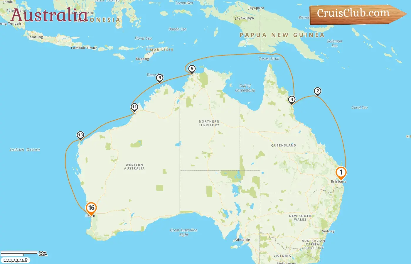 Crucero en Australia de Brisbane a Fremantle / Perth a bordo del barco Sapphire Princess con visitas a Australia por 16 días