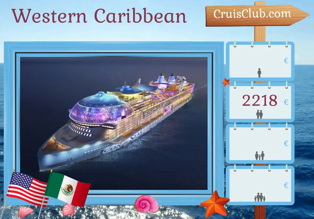 Cruise in the Western Caribbean from Galveston aboard Icon of the Seas ship with visits to USA, Mexico, and Honduras for 8 days