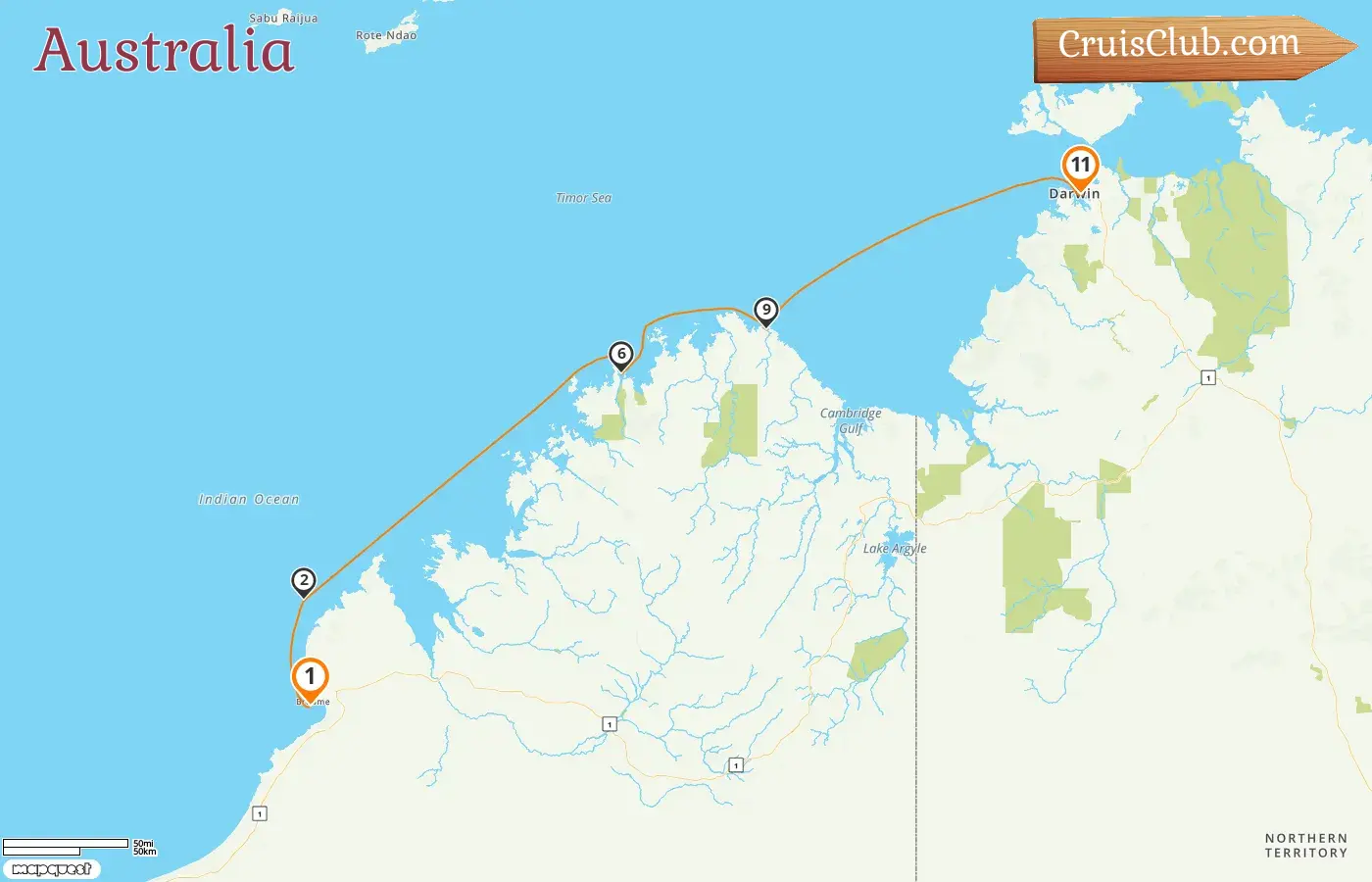 Cruise in the Australia from Broome to Darwin aboard Le Soléal ship with visits to Australia for 11 days