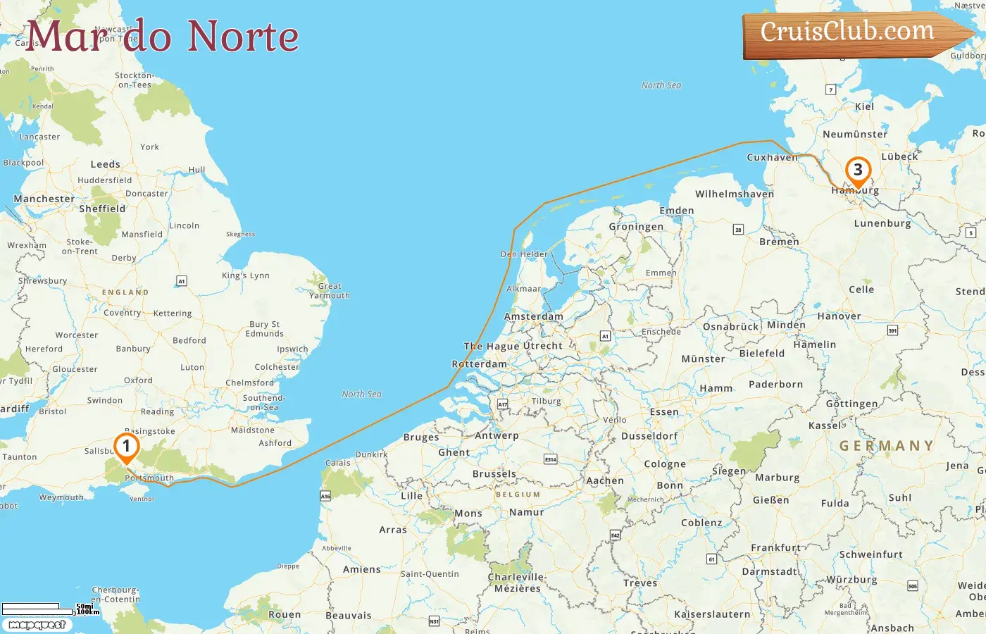 Cruzeiro no Mar do Norte de Southampton a Hamburgo a bordo do navio Queen Mary 2 com visitas à Alemanha por 3 dias